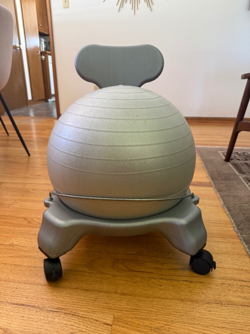 Gray Balance Ball Chair for Posture Support & Focus
